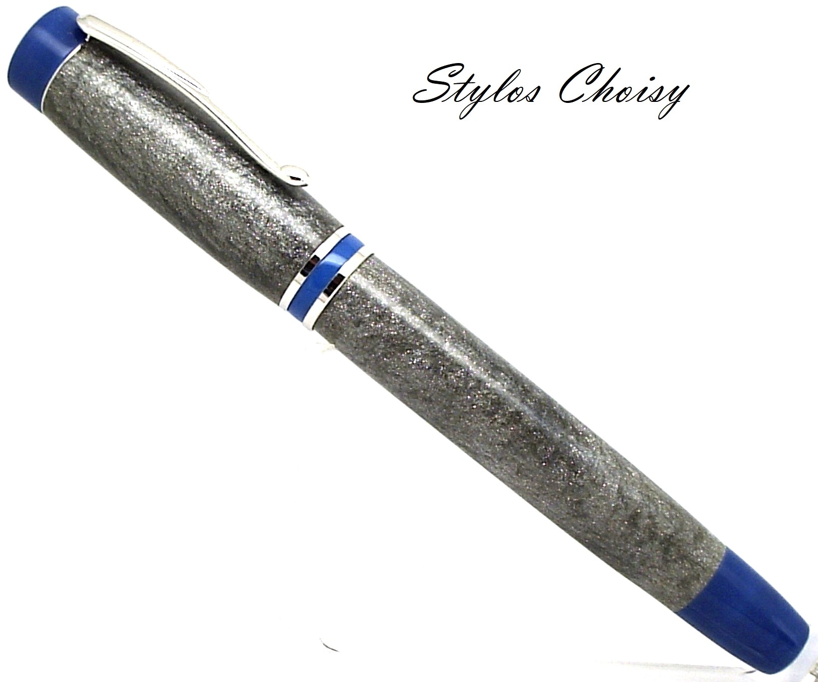 Élégance Senior résine diamantée, galalithe bleue et rhodium