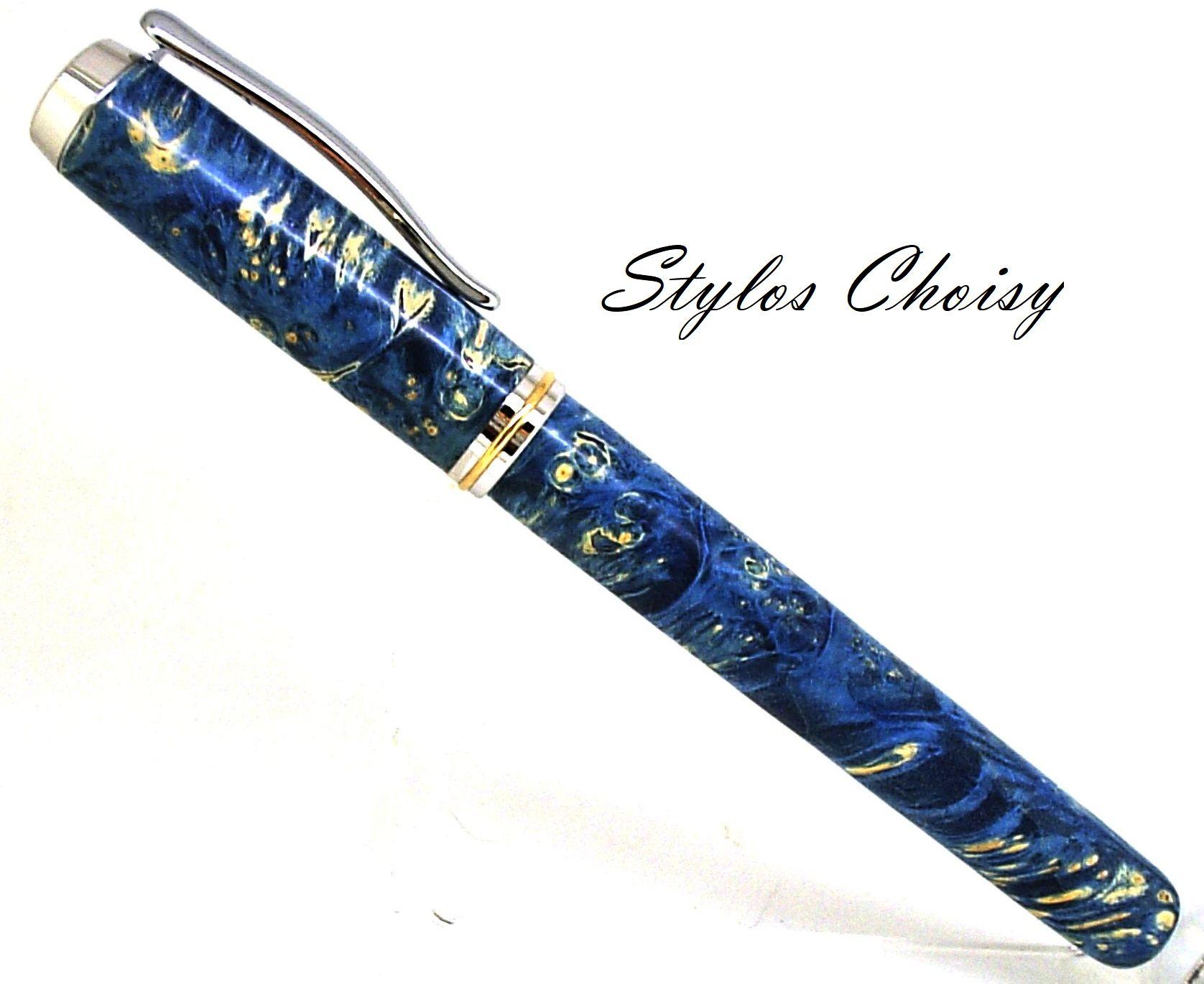Plume confidence evolution loupe d erable negundo ecostabilise bleu platine et or 14k 1