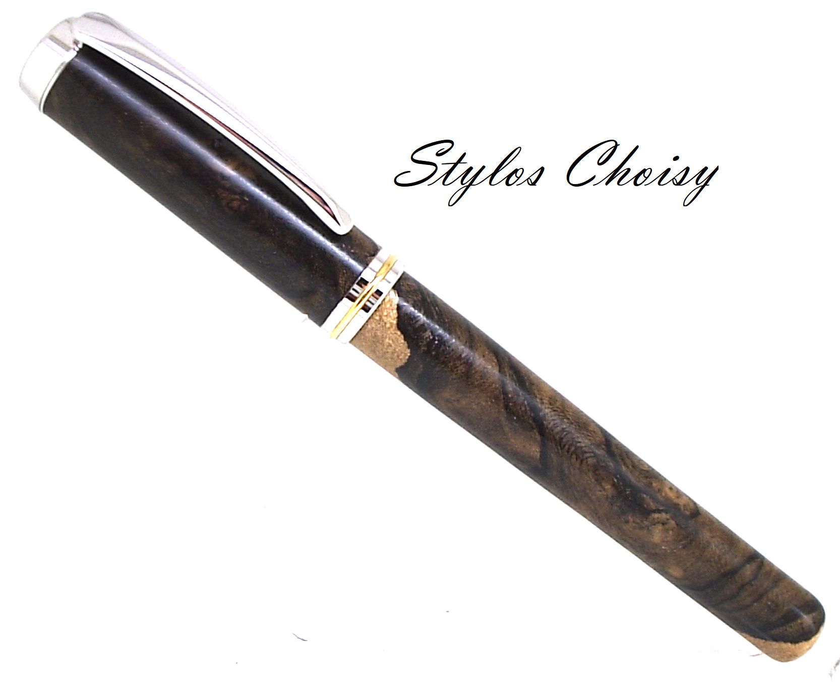 Plume confidence evolution loupe de ziricote platine et or 14k plume 6 plaqueee 23k 1
