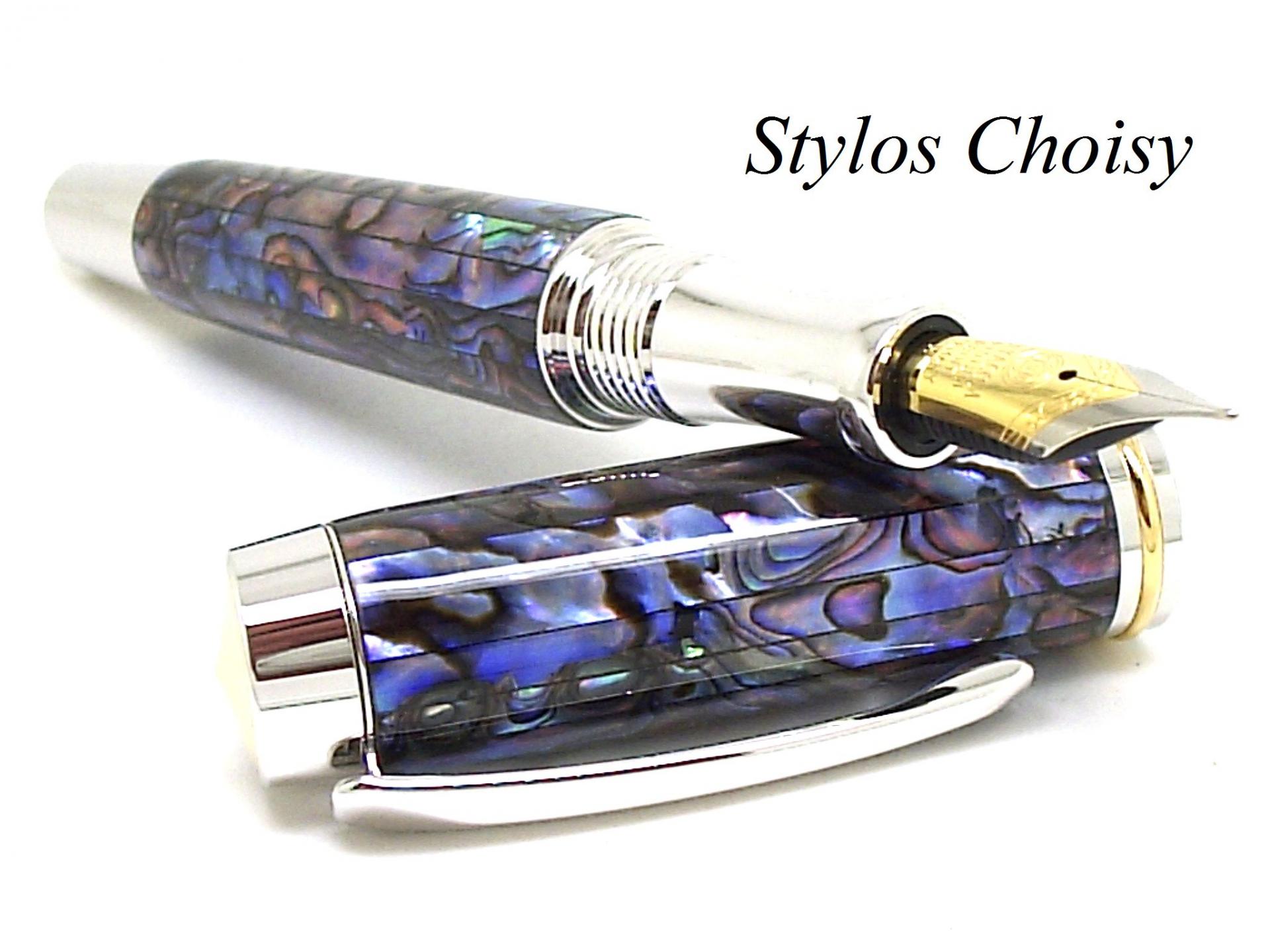 Plume confidence senior en nacre d abalone du pacifique platine et or 10 carats 13