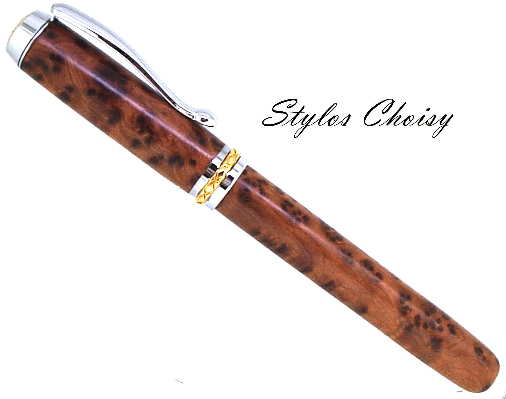 Plume desir loupe de thuya du maroc chrome et or 10k 1