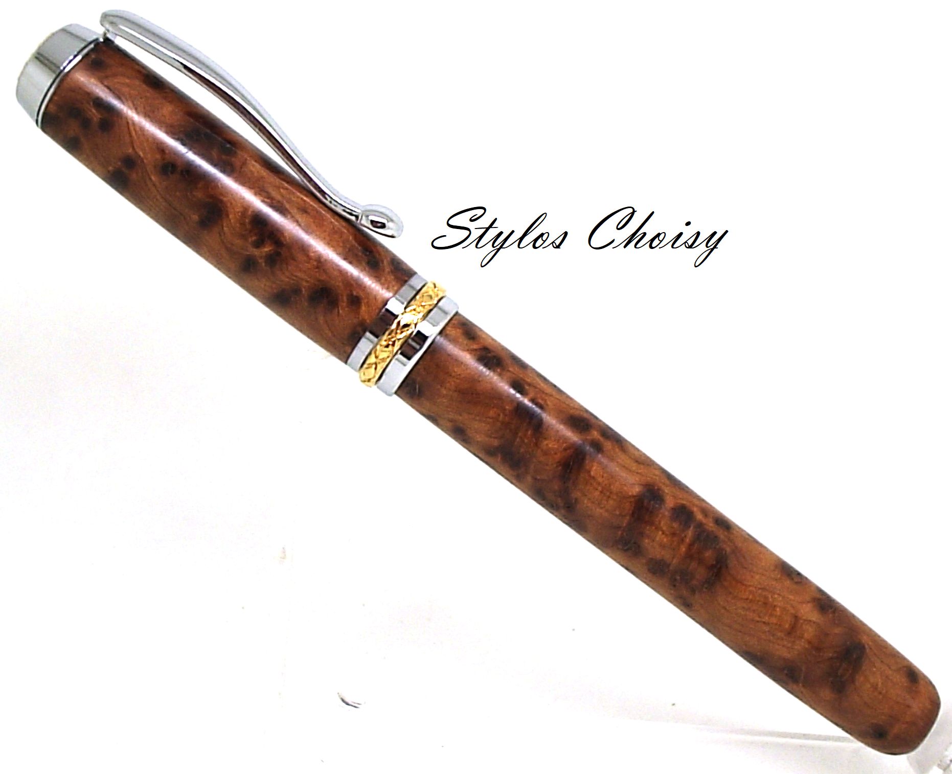Plume desir loupe de thuya platine et or 10 carats 1