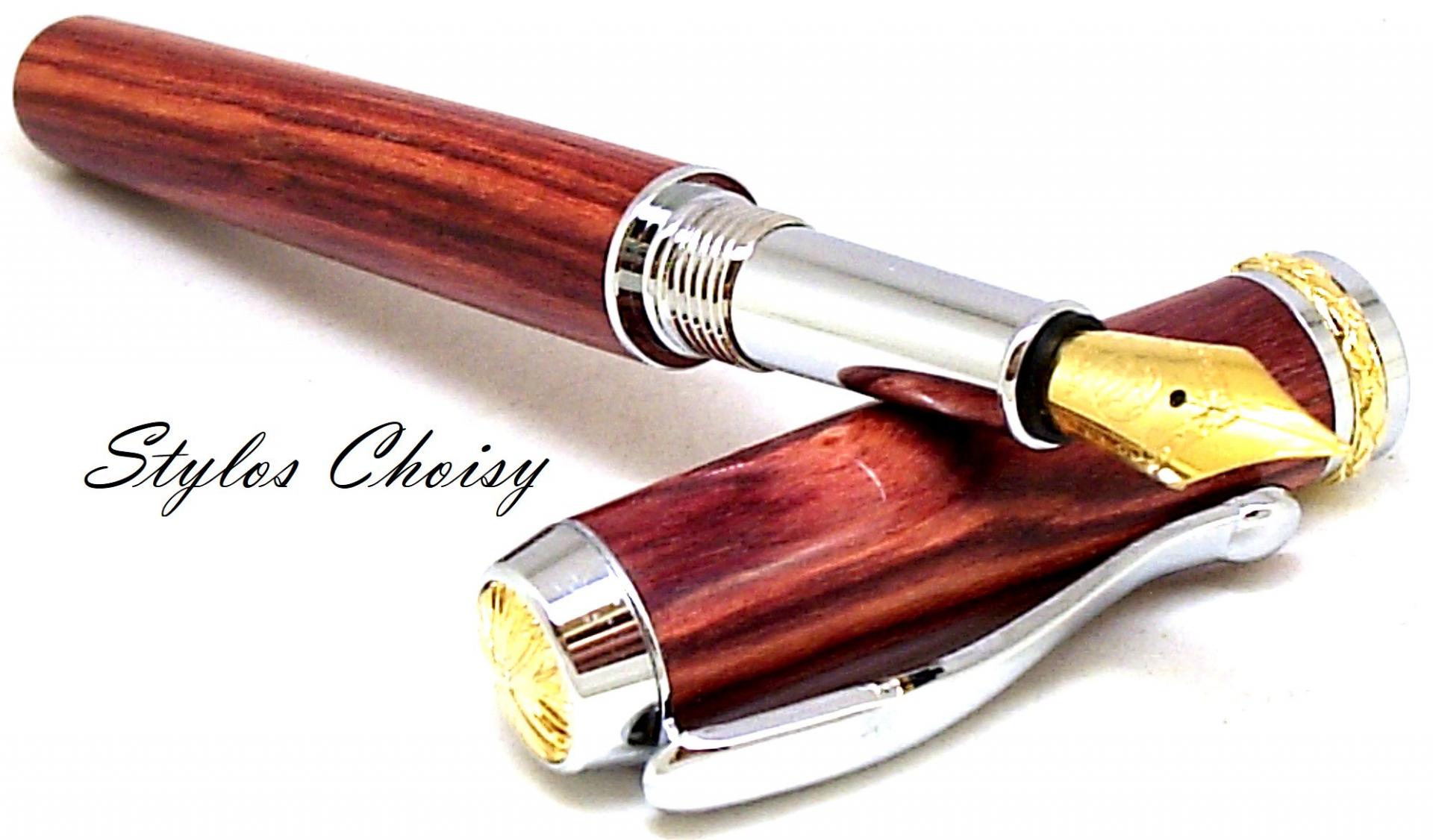Plume desir palissandre bois de rose platine et or 10 carats 7