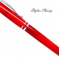 Plume elegance 5 or rose galalithe rouge et platine 1