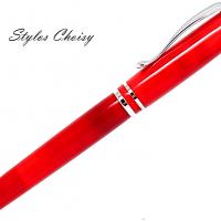 Plume elegance 5 or rose galalithe rouge et platine 2
