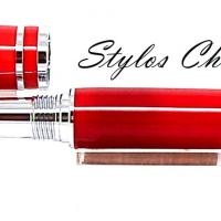 Plume elegance 5 or rose galalithe rouge et platine 3