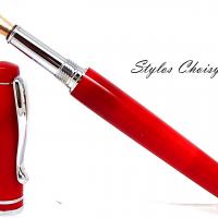 Plume elegance 5 or rose galalithe rouge et platine 4