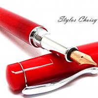 Plume elegance 5 or rose galalithe rouge et platine 7