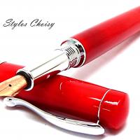 Plume elegance 5 or rose galalithe rouge et platine 8