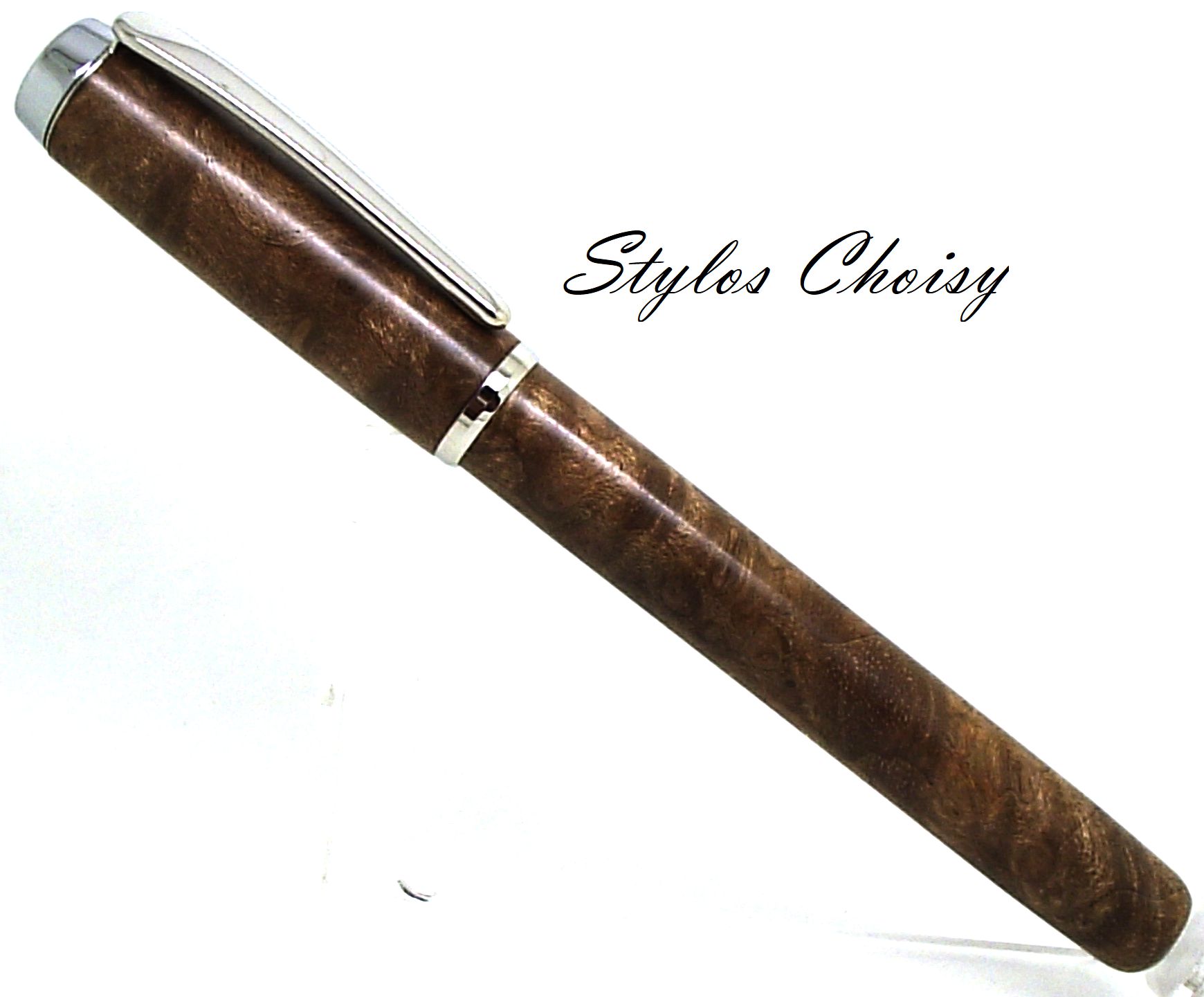 Plume empreinte en loupe de laurel et platine 1