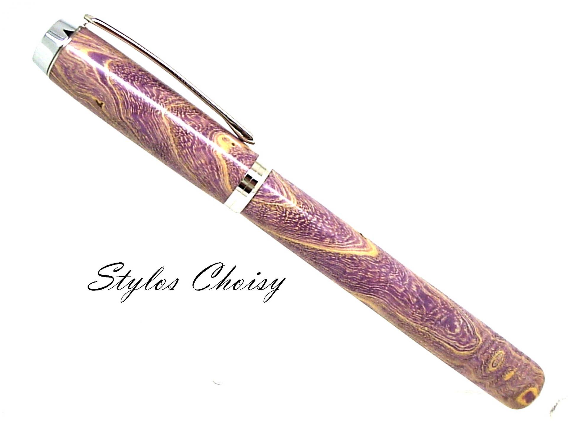 Plume empreinte loupe de frene ecostabilise violet et platine 1