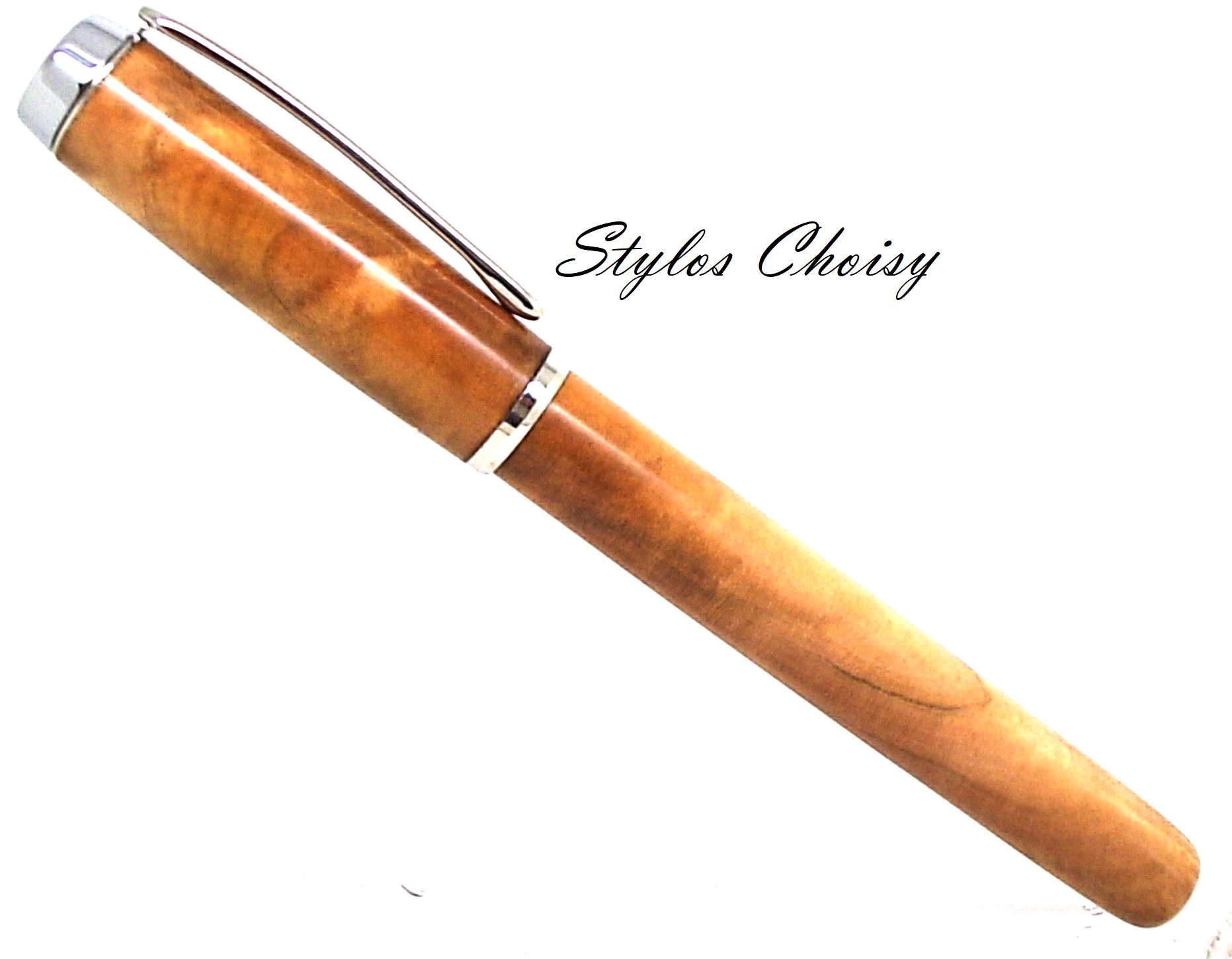 Plume empreinte loupe de merisier et platine 1