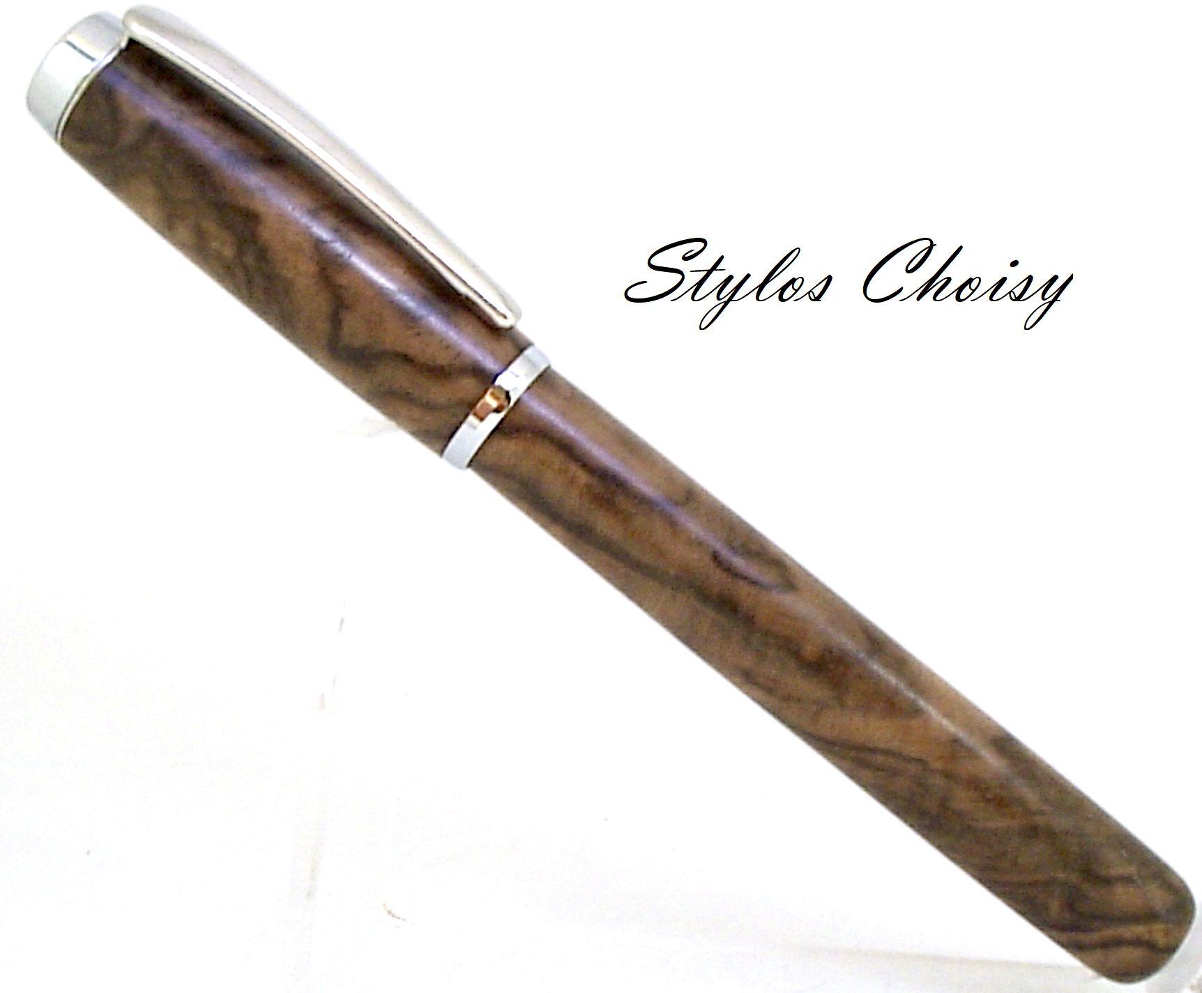 Plume empreinte loupe de noyer et platine 1