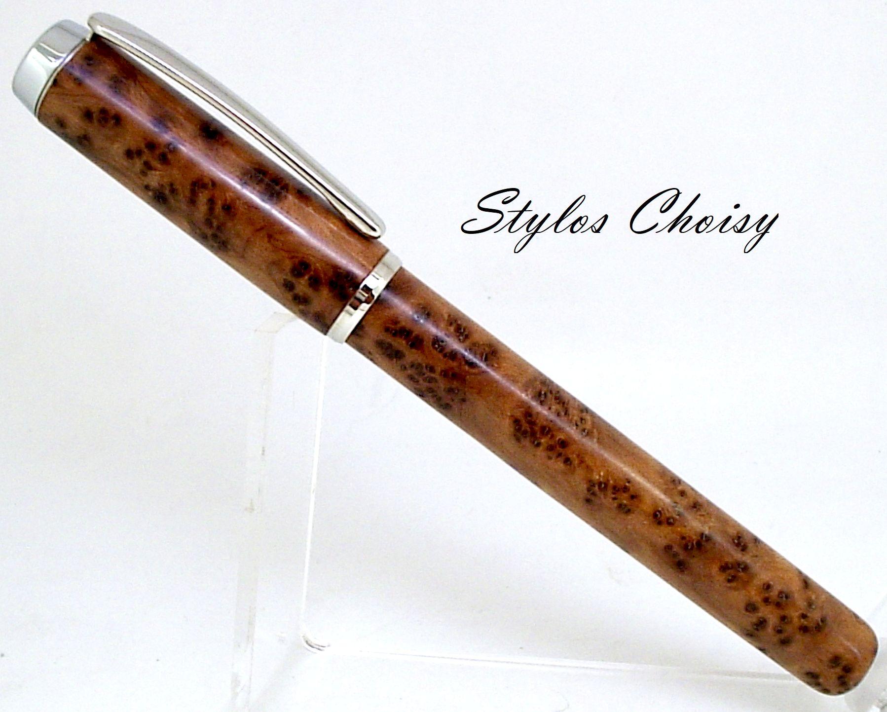 Plume empreinte loupe de thuya du maroc et platine 1