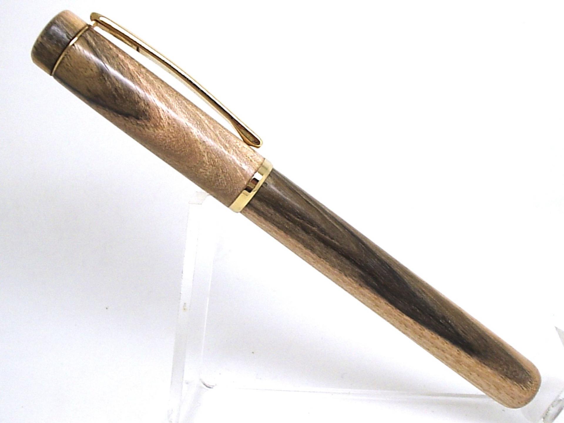 Plume empreinte noyer et or 10k 1