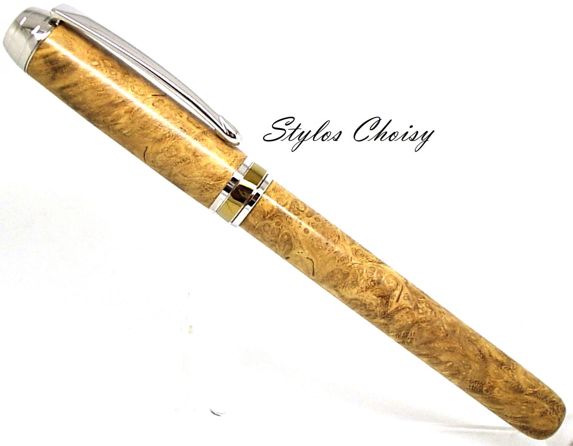 Plume serenite loupe d acacia platine et titanium 1