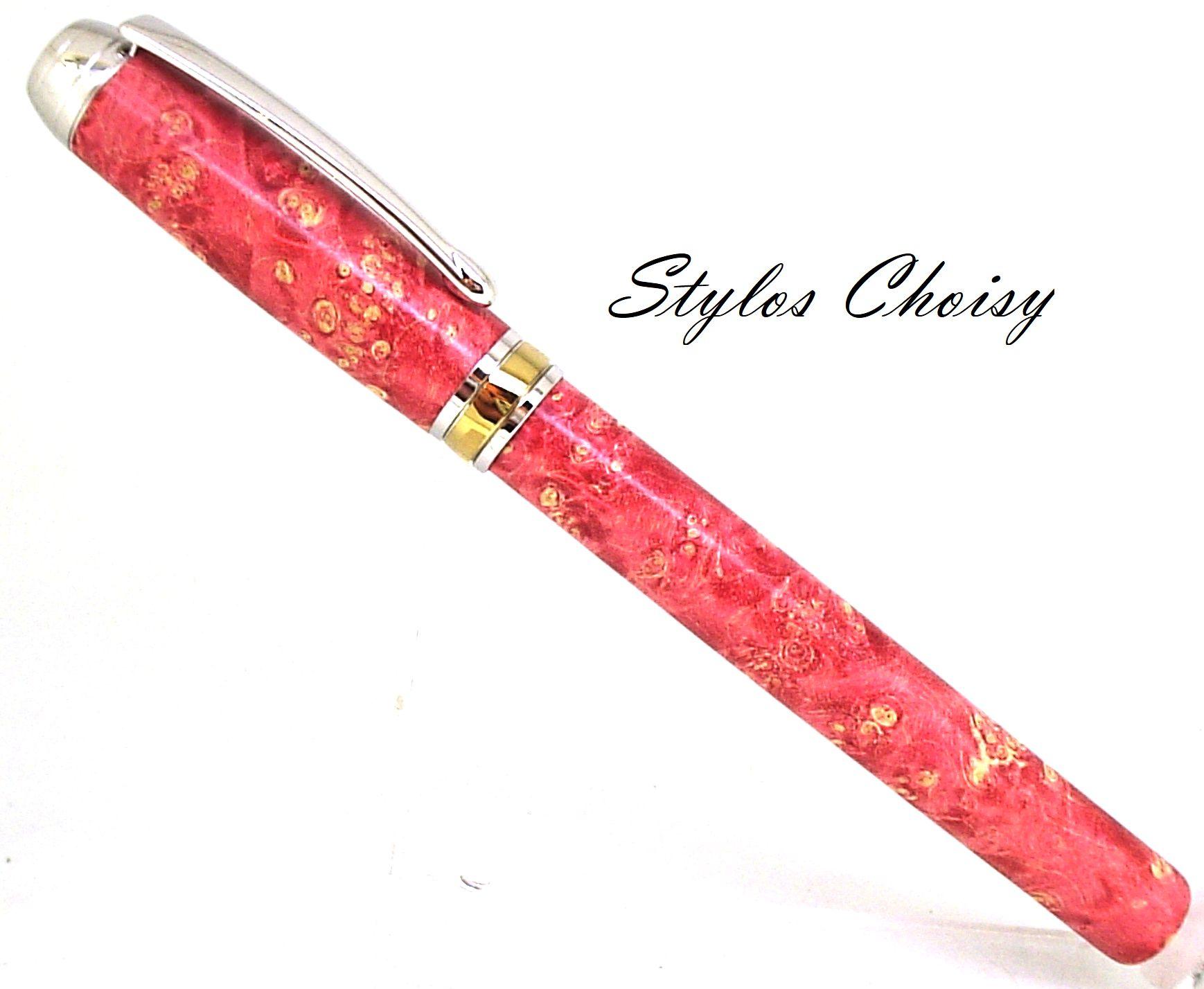Plume serenite loupe d erable negundo stab rouge platine et titanium 1