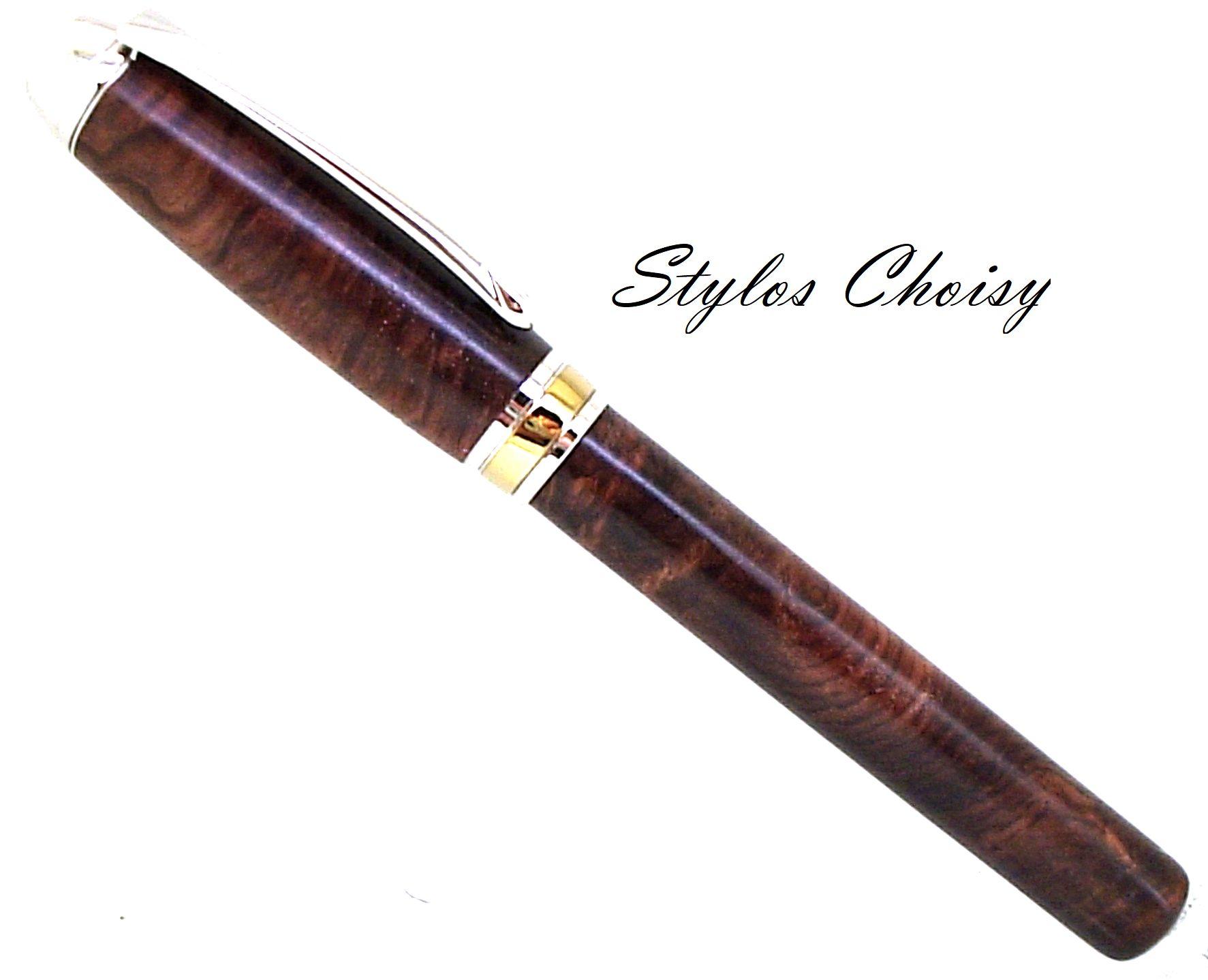 Plume serenite loupe de palissandre du honduras platine et titanium 1