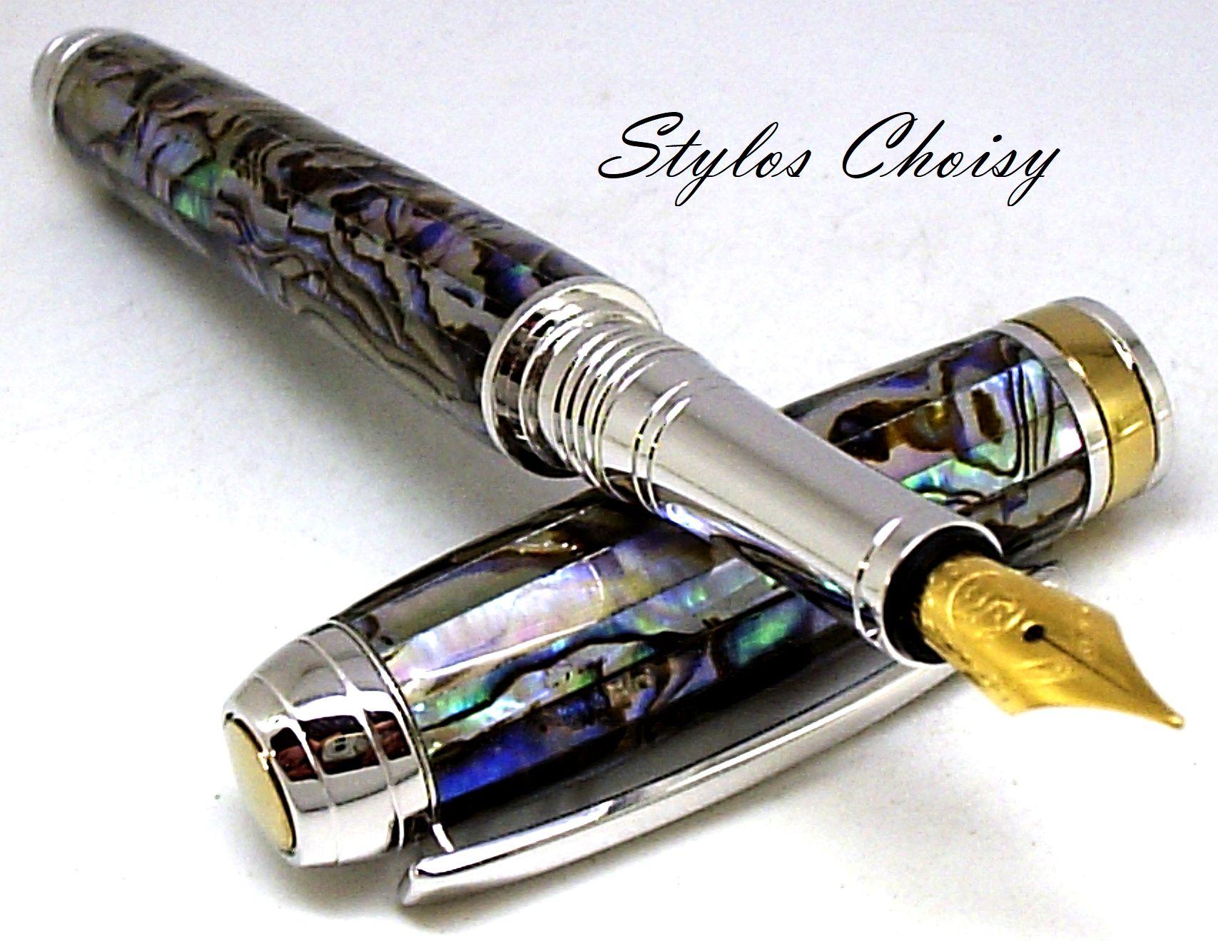 Plume serenite nacre d abalone platine et titanium 8