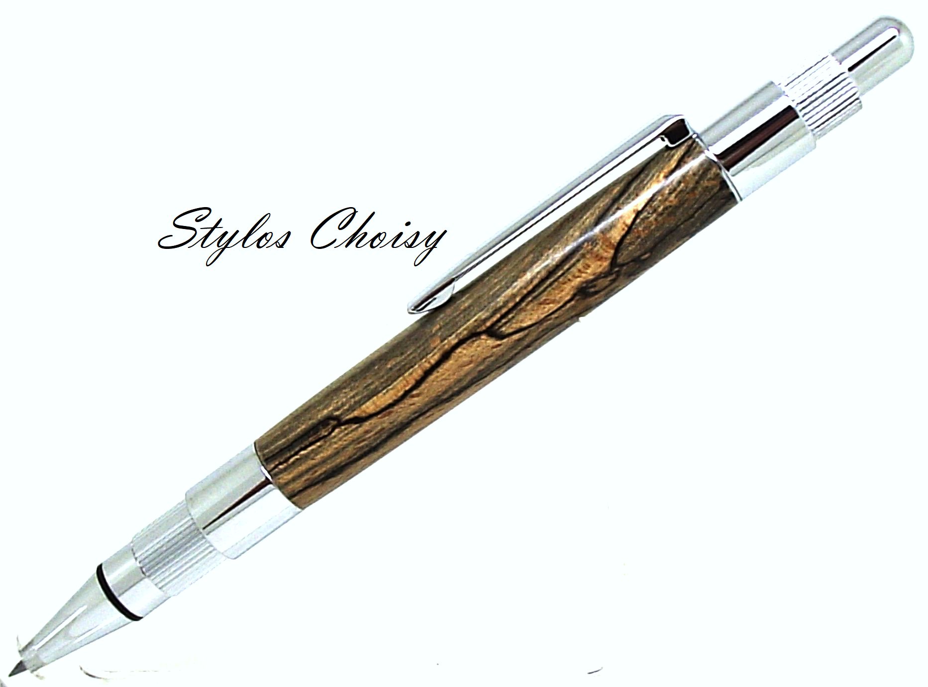 Portemine 2mm portrait hetre echauffe et chrome 2