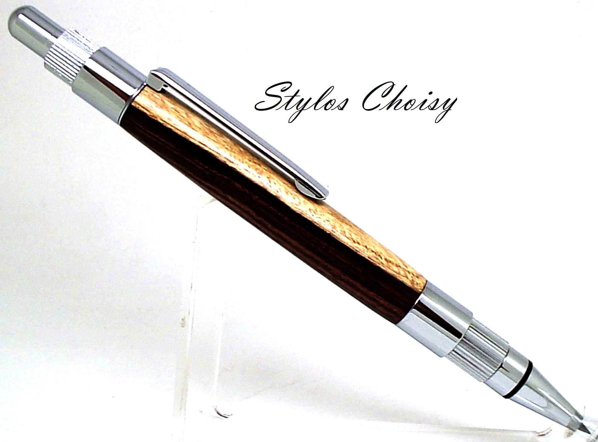 Portemine portrait bois de violette et chrome 1