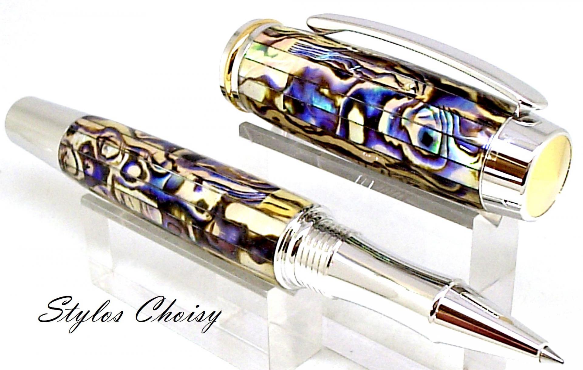Roller confidence senior nacre d ormeau du pacifique nord platine et or 14 carats 3