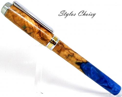 Roller empreinte eco resine et loupe d olivier chrome et titanium 1