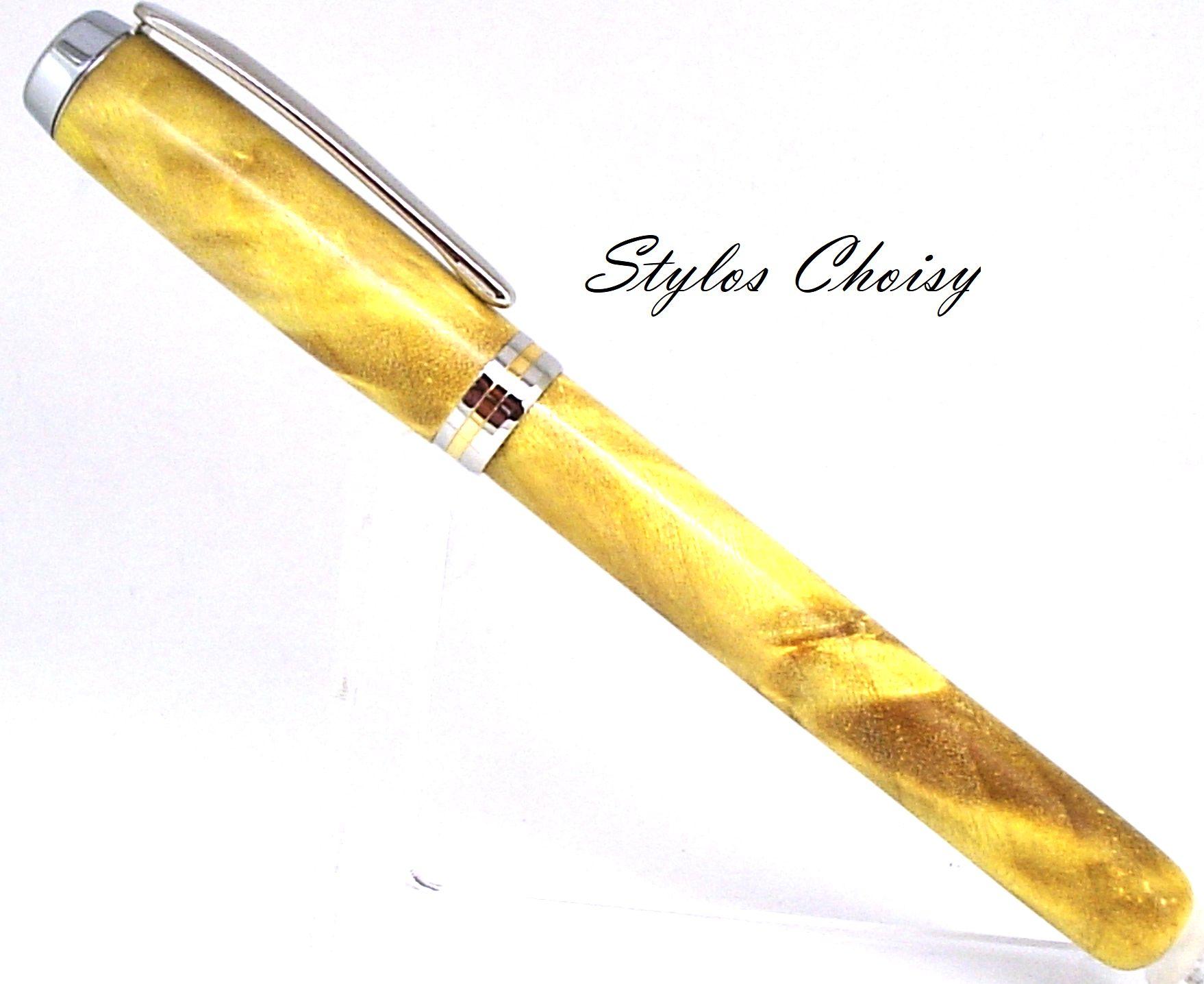 Roller empreinte forche de peuplier ecostabilisee jaune platine et or 10 carats 1
