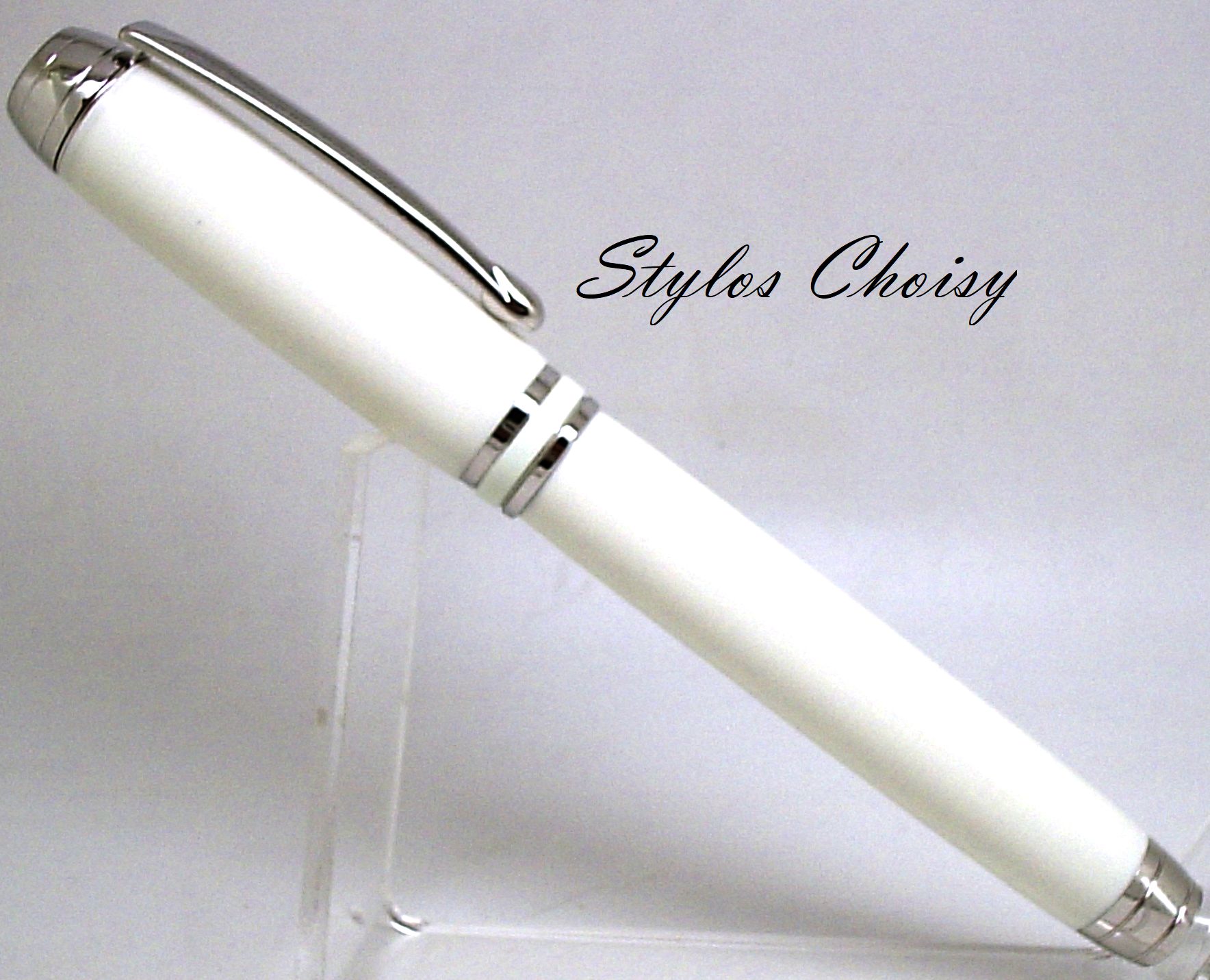 Roller serenite galalithe blanche et platine 1