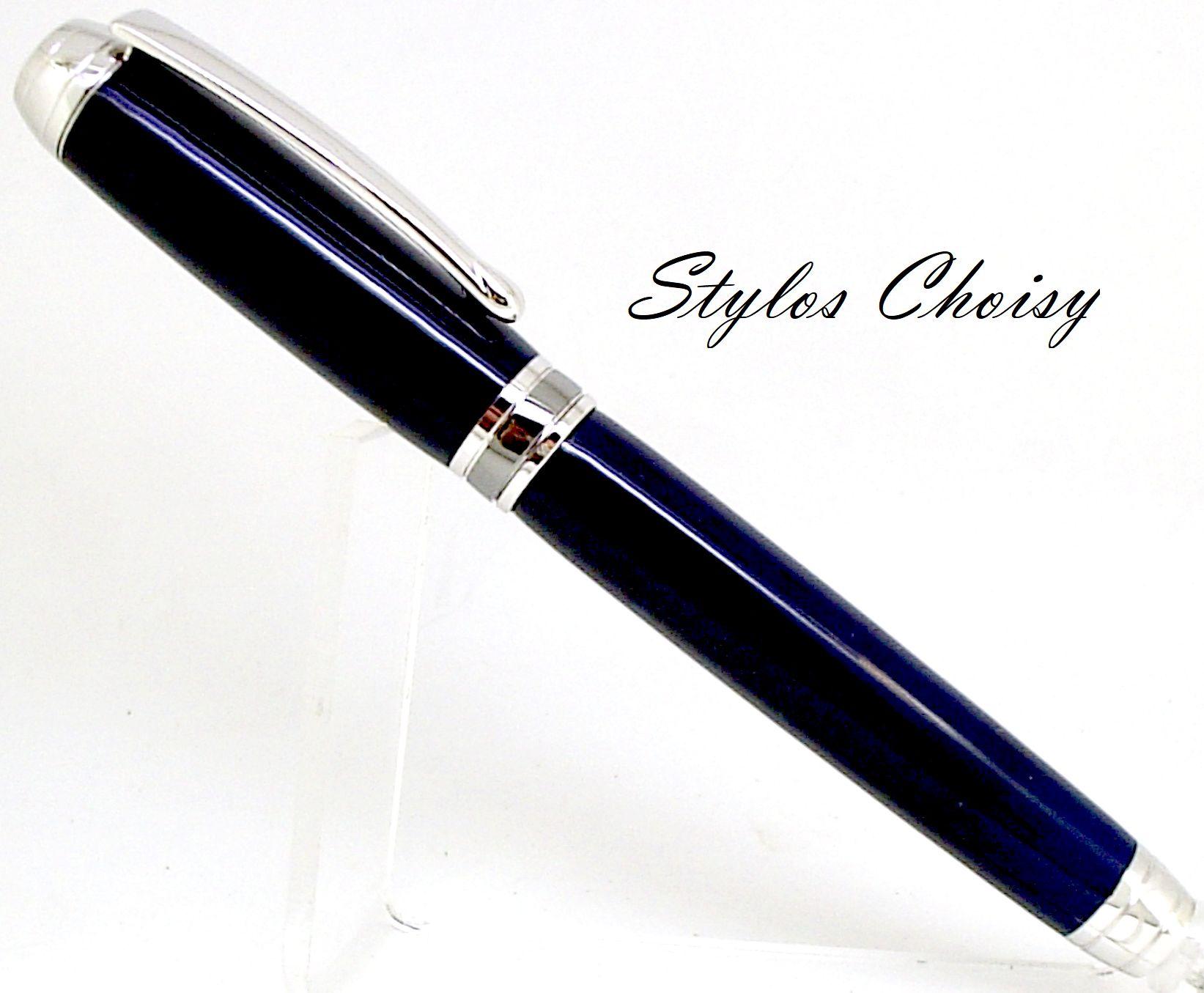 Roller serenite galalithe bleue foncee platine et titane 1