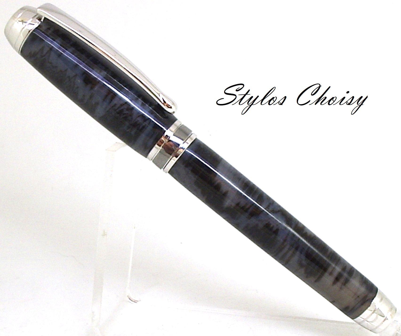 Roller serenite galalithe gris noir flamme platine et titane 1