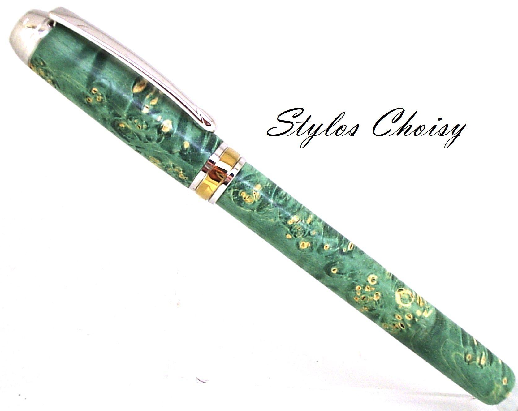 Roller serenite loupe d erable negundo stab verte platine et titanium 1