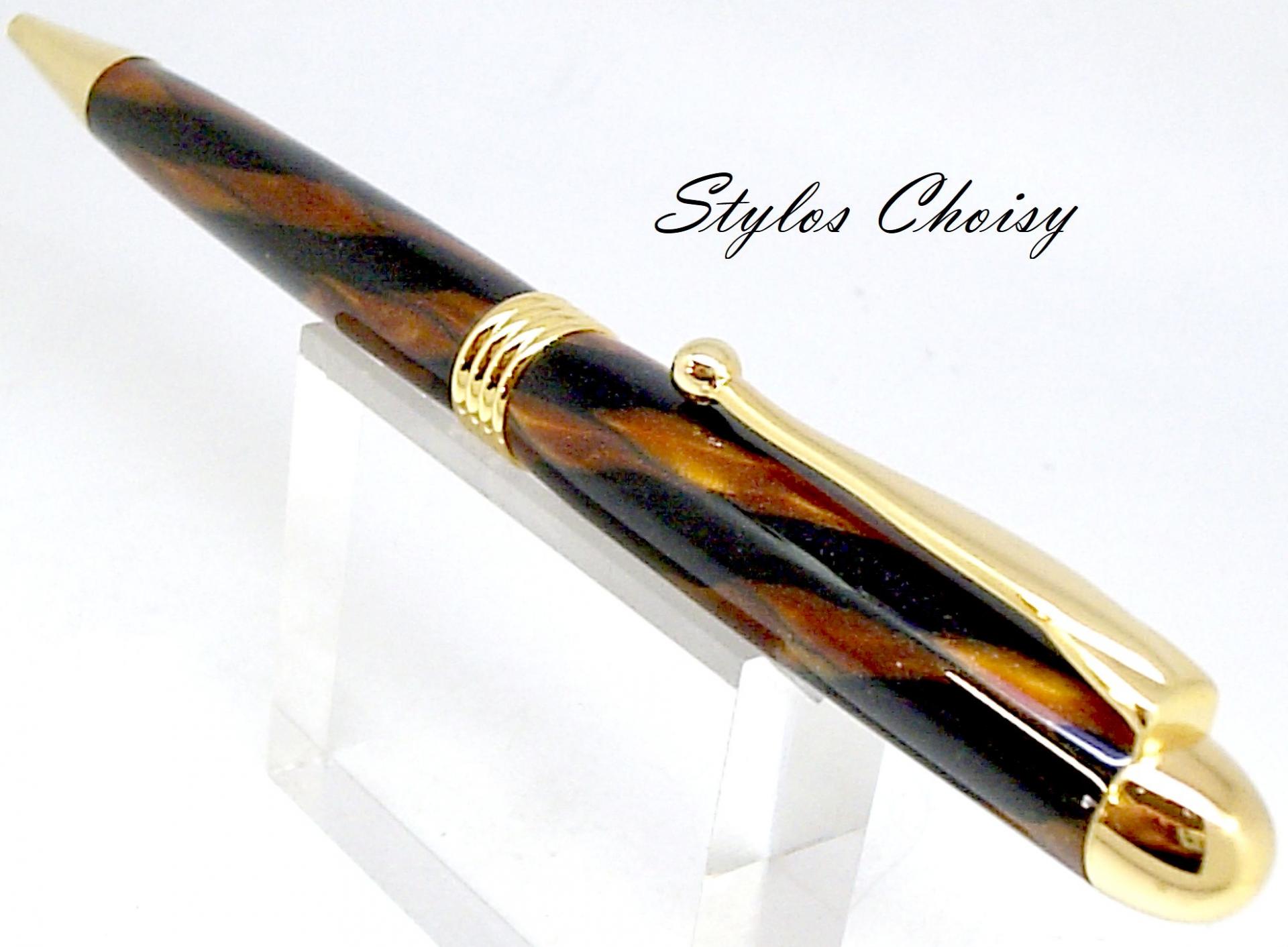 Sagesse galalithe bleue brune et titanium or 3